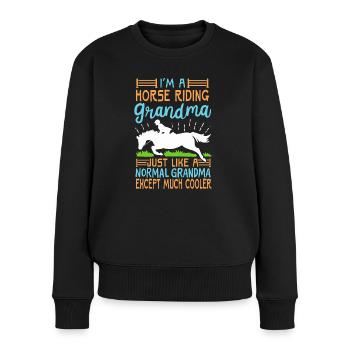 Reitende Oma Geschenk Reiterin Reiten Pferde - Frauen Premium Bio Pullover - Schwarz - Vorne - Julia (174cm)