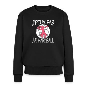 Je Peux Pas J'Ai Handball - Pull Premium bio Femme - noir - Devant - Julia (174cm)