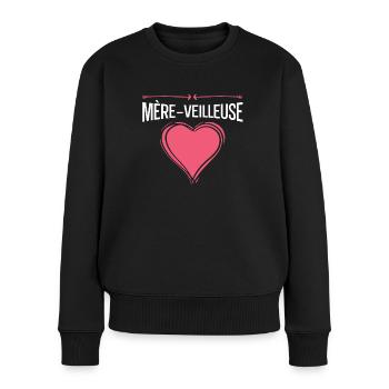 Mère Veilleuse - Pull Premium bio Femme - noir - Devant - Julia (174cm)