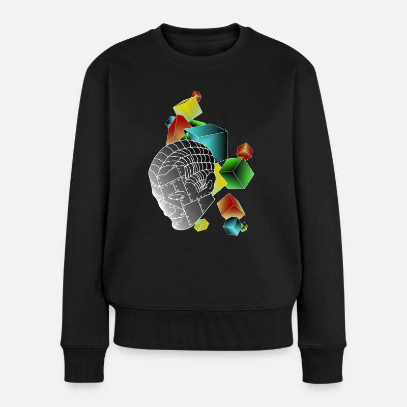 Robots avec des cubes colorés - Pull Premium bio Femme - noir