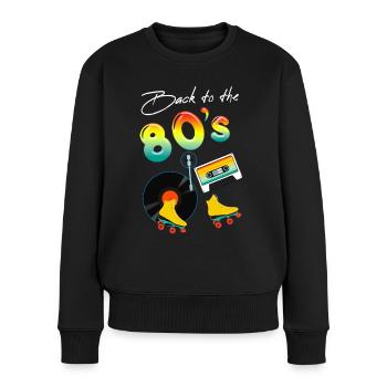 Back to the 80's Cadeau Femme Année 80 - Pull Premium bio Femme - noir - Devant - Julia (174cm)
