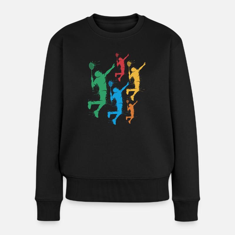 Federball Badmintonspieler Jungen Badminton Kinder - Frauen Premium Bio Pullover - Schwarz