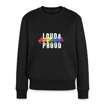 PRIDE Loud and PROUD white - Frauen Premium Bio Pullover - Schwarz - Vorne - Julia (174cm)