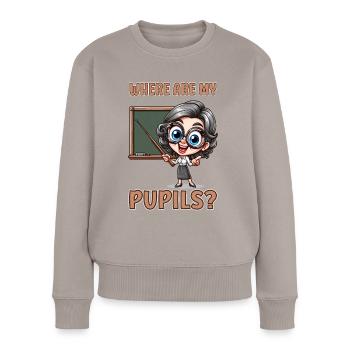 Where are my pupils? - Frauen Premium Bio Pullover - Taupe - Vorne - Julia (174cm)