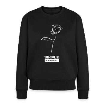 Simple Is Beautiful avec une rose blanche - Pull Premium bio Femme - noir - Devant - Julia (174cm)