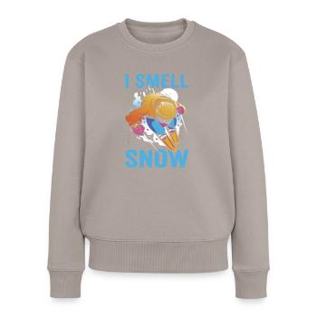 Skifahrer Skifahren Alpin Abfahrt I Geruch Schnee Skifahren - Frauen Premium Bio Pullover - Taupe - Vorne - Julia (174cm)