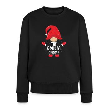 The Emilia Gnome - Frauen Premium Bio Pullover - Schwarz - Vorne - Julia (174cm)