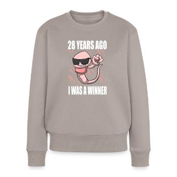 Mann Sperma Geburtstag 28 Jahre alt - Frauen Premium Bio Pullover - Taupe - Vorne - Julia (174cm)