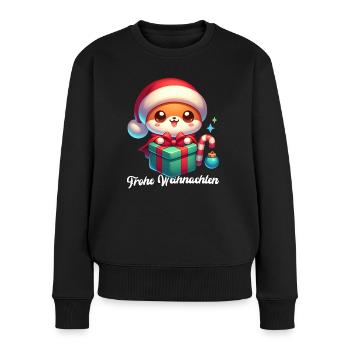 Fuchs Weihnachten - Frauen Premium Bio Pullover - Schwarz - Vorne - Julia (174cm)