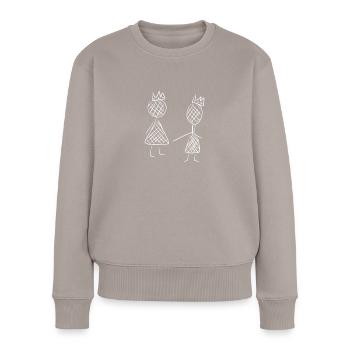 Meilleurs ami - Pull Premium bio Femme - taupe - Devant - Julia (174cm)