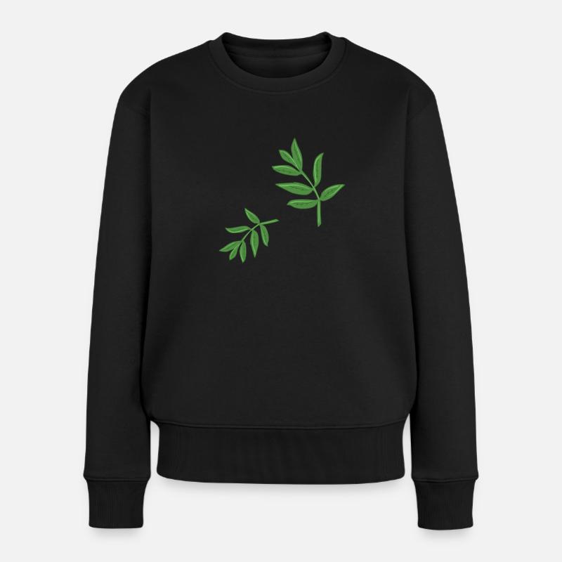 blätter pflanze frühling natur muster blatt - Frauen Premium Bio Pullover - Schwarz