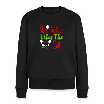 Cher Père Noël c’était le chat - Pull Premium bio Femme - noir - Devant - Julia (174cm)