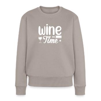 Wein Zeit - Frauen Premium Bio Pullover - Taupe - Vorne - Julia (174cm)