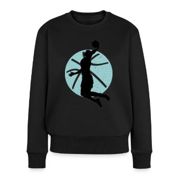 Basketball Basketballkorb Korb werfen Basketballer - Frauen Premium Bio Pullover - Schwarz - Vorne - Julia (174cm)