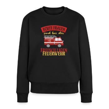 Echte Frauen sind bei der Freiwilligen Feuerwehr - Frauen Premium Bio Pullover - Schwarz - Vorne - Julia (174cm)