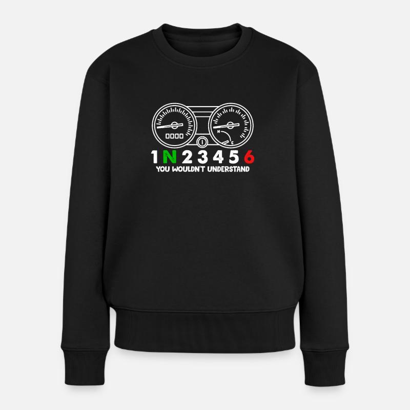 1N23456 Motorrad Speed Adrenalin Tempo tacho Fun - Frauen Premium Bio Pullover - Schwarz