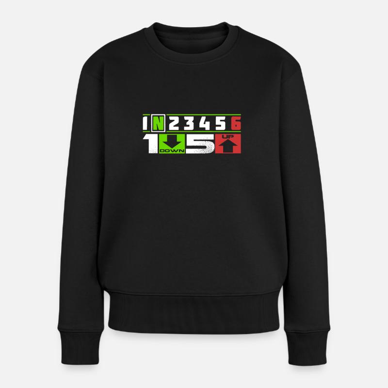 1N23456 Motorrad Speed Adrenalin Tempo Spruch Fun - Frauen Premium Bio Pullover - Schwarz