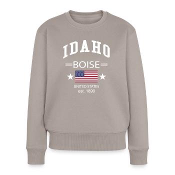 Idaho - Frauen Premium Bio Pullover - Taupe - Vorne - Julia (174cm)