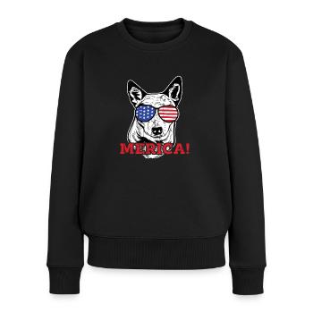 Merica! - Heeler - Frauen Premium Bio Pullover - Schwarz - Vorne - Julia (174cm)