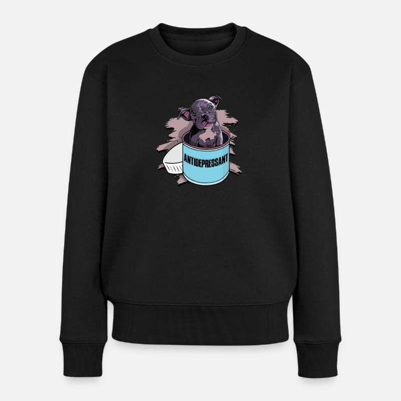 Antidepressivum - grauer Pitbull - Frauen Premium Bio Pullover - Schwarz
