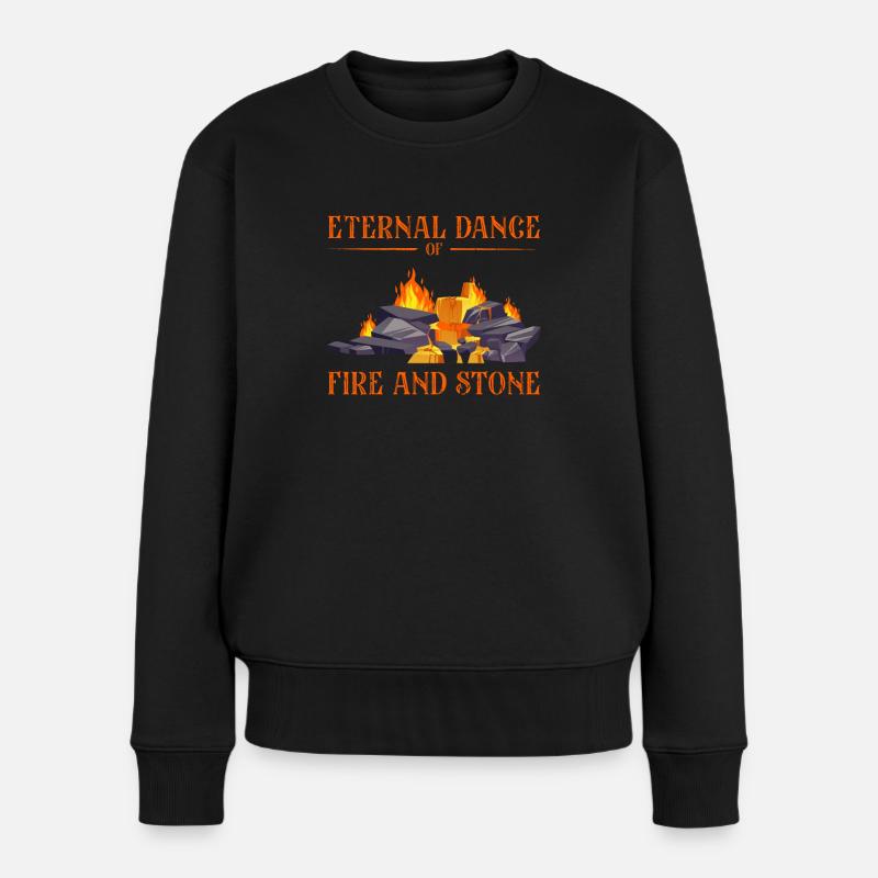 Ewiger Tanz von Feuer und Stein - Vulkan - Frauen Premium Bio Pullover - Schwarz