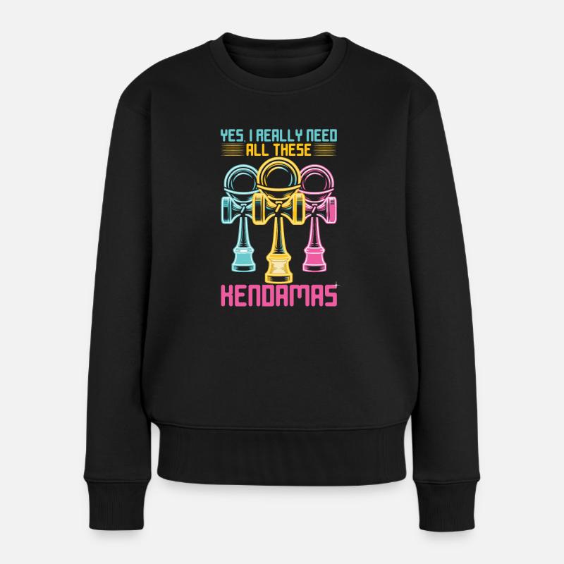 Kendama Retro 80er Jahre Vaporwave Kendama - Frauen Premium Bio Pullover - Schwarz