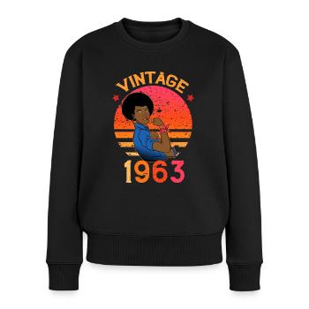 Geburtstag 1963 Vintage Woman of Character - Frauen Premium Bio Pullover - Schwarz - Vorne - Julia (174cm)