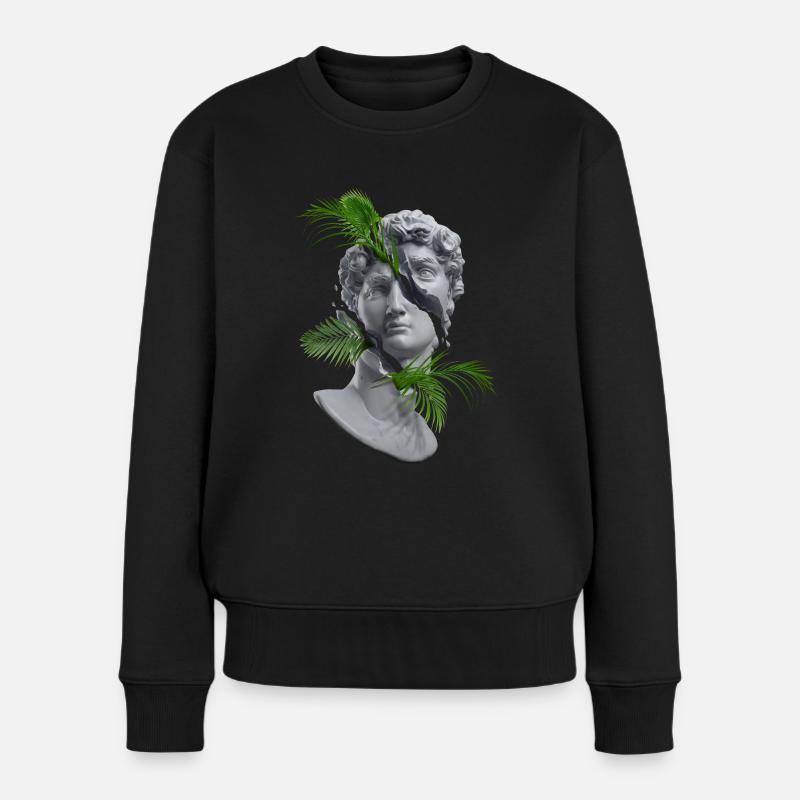 Grüne Statue - Frauen Premium Bio Pullover - Schwarz
