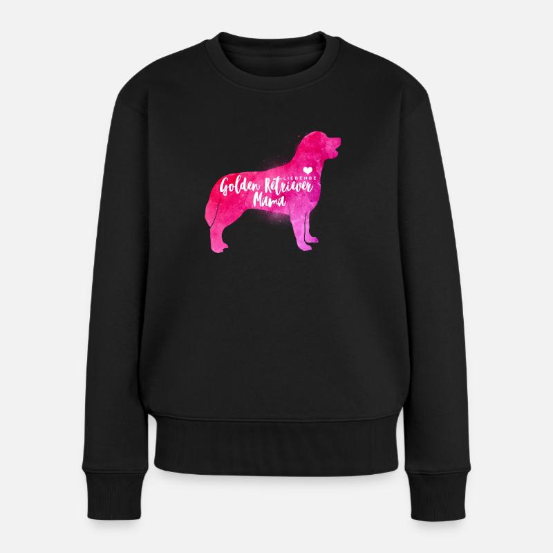Liebende Golden Retriever Mama - Frauen Premium Bio Pullover - Schwarz