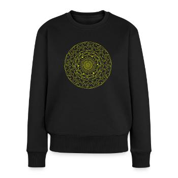 Flow Gelb - Mandala made with Love - Frauen Premium Bio Pullover - Schwarz - Vorne - Julia (174cm)