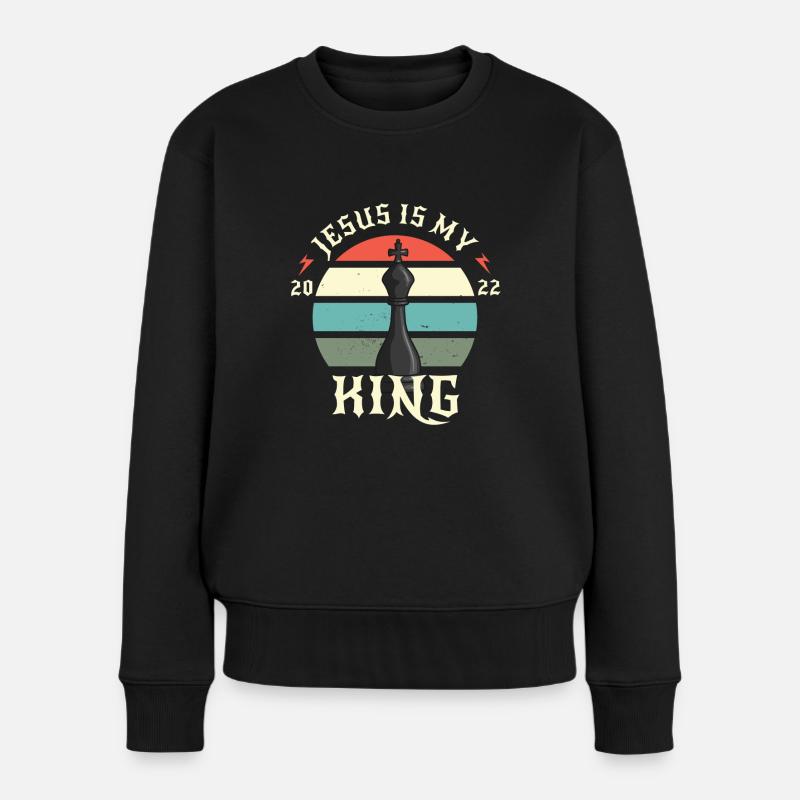 Jesus Is My King - Frauen Premium Bio Pullover - Schwarz