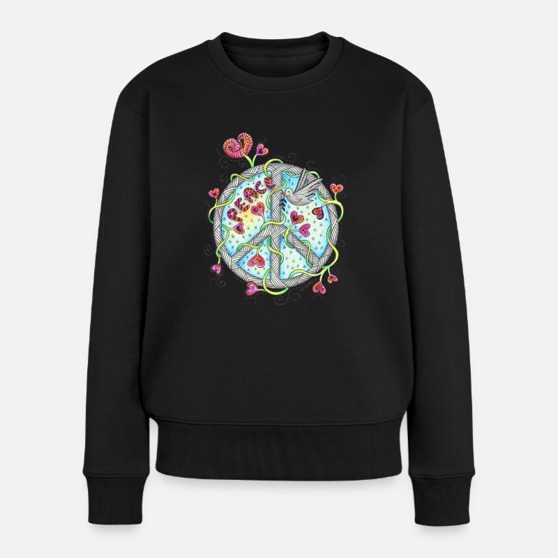 Peace - Frauen Premium Bio Pullover - Schwarz