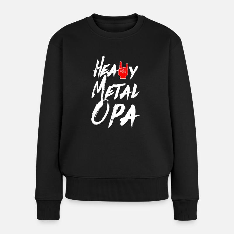Opa / Großvater Hoodie / Kapuzenpullover "Heavy M - Frauen Premium Bio Pullover - Schwarz