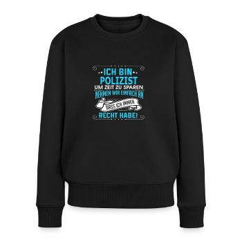 POLIZIST - Frauen Premium Bio Pullover - Schwarz - Vorne - Julia (174cm)
