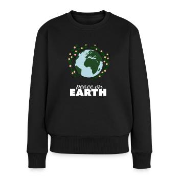 Frieden auf Erden, Peace, Freiheit, Geschenkidee - Frauen Premium Bio Pullover - Schwarz - Vorne - Julia (174cm)