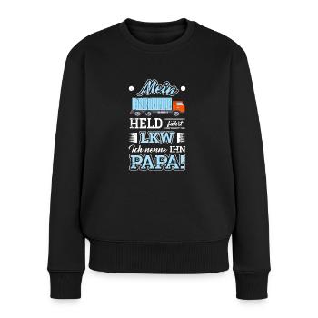 Held Papa Vater LKW Geschenk t-shirt lustig cool - Frauen Premium Bio Pullover - Schwarz - Vorne - Julia (174cm)