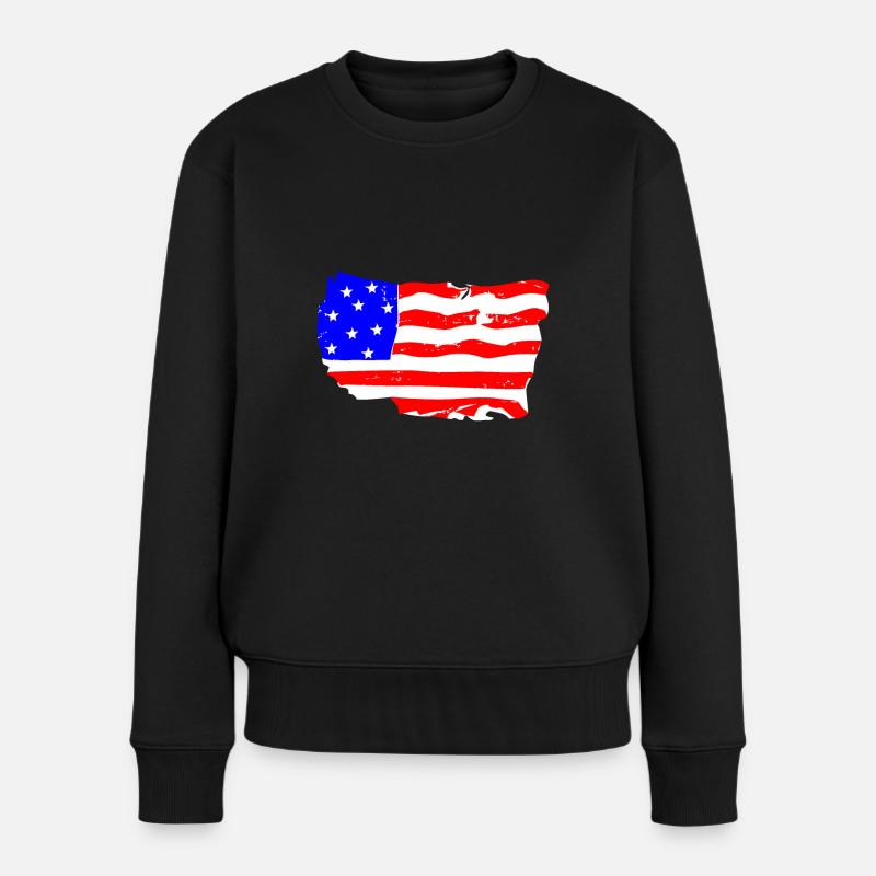 USA - Frauen Premium Bio Pullover - Schwarz