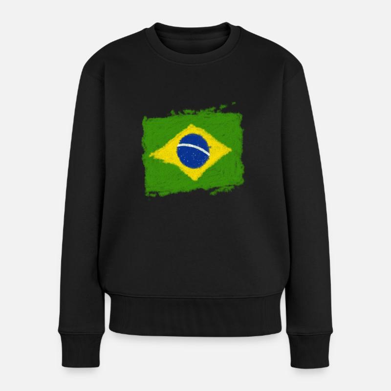 Brazilian Flagge - Frauen Premium Bio Pullover - Schwarz