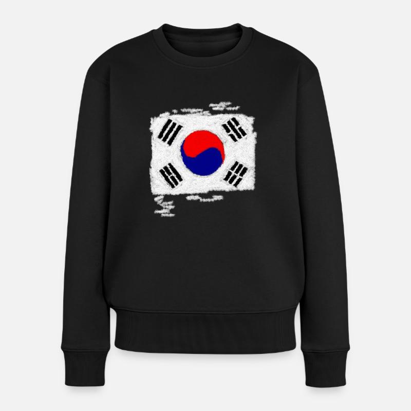 Südkorea Flagge - Frauen Premium Bio Pullover - Schwarz
