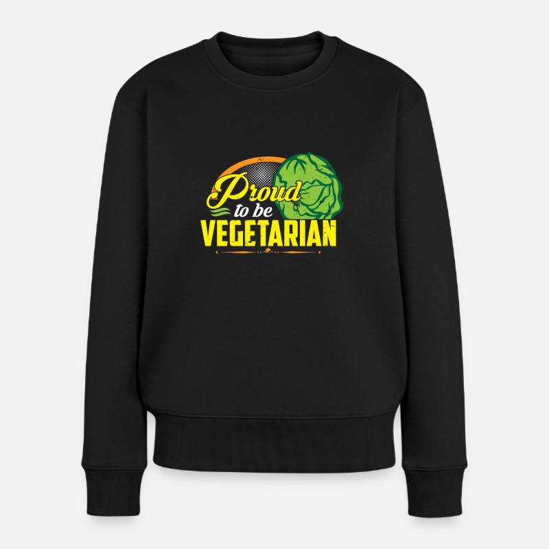 Proud to be Vegetarian - Frauen Premium Bio Pullover - Schwarz