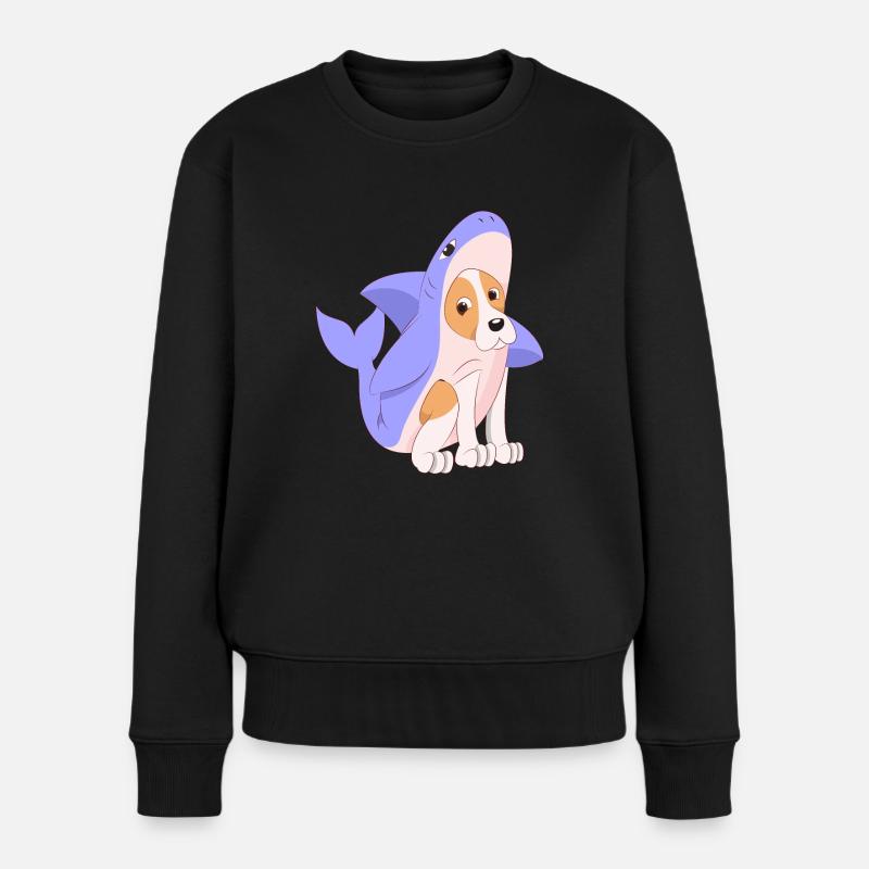 Hund im Hai Kostüm Shirt Geschenk Süße Hunde - Frauen Premium Bio Pullover - Schwarz