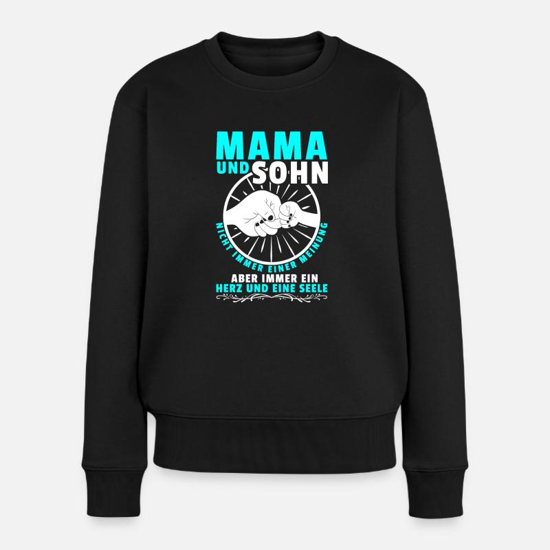 Mama und Sohn Shirt Geschenk Partnerlook - Frauen Premium Bio Pullover - Schwarz