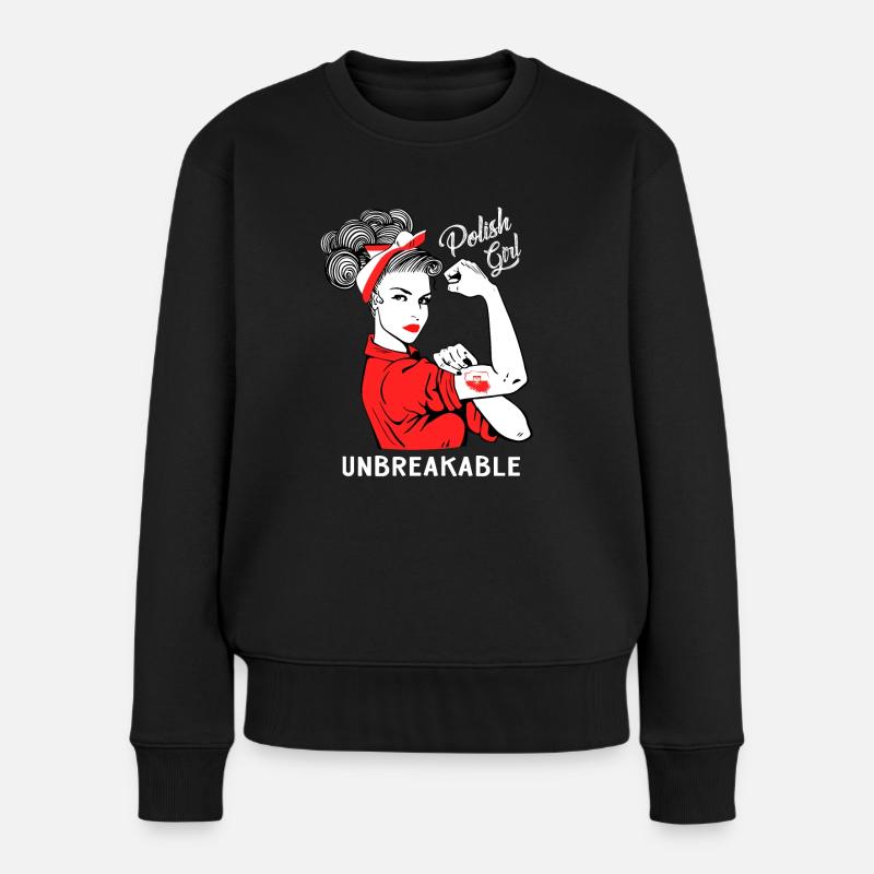 Polnische Mädchen unzerbrechlich - Frauen Premium Bio Pullover - Schwarz