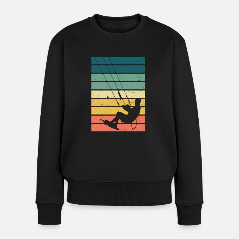 Kitesurfen - Kiteboard Kite Surfen Surfer Geschenk - Frauen Premium Bio Pullover - Schwarz