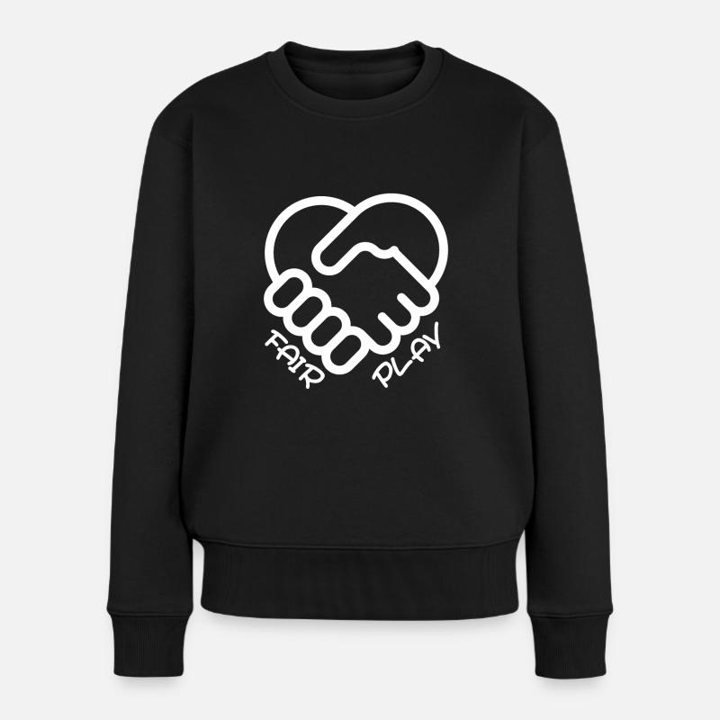 Hand Herz fair play Sport - Frauen Premium Bio Pullover - Schwarz