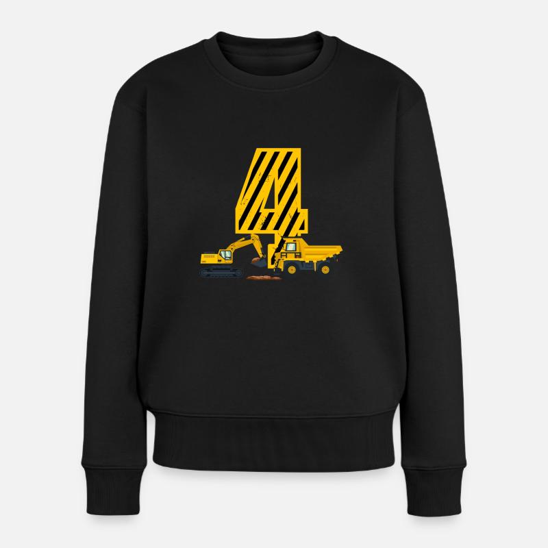 Excavatrice 4e anniversaire garçon 4 ans chantier - Pull Premium bio Femme - noir