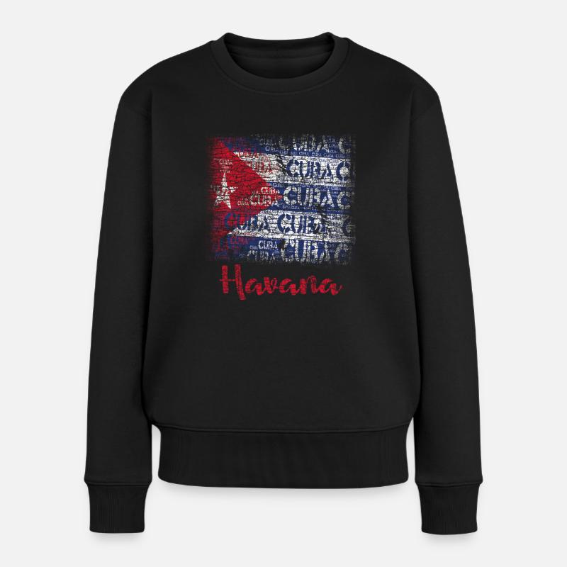 Havana Cuban Flag Geschenk - Frauen Premium Bio Pullover - Schwarz
