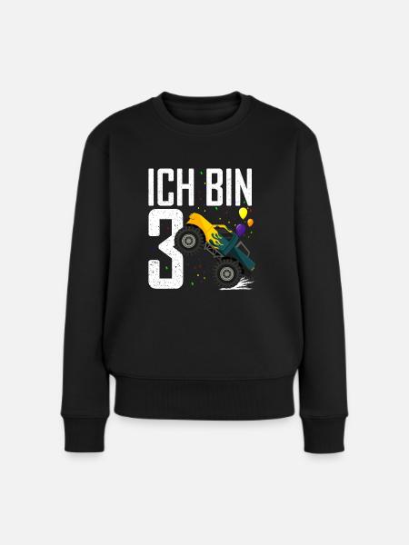 3. Geburtstag Shirt Junge 3 Jahre Monster Truck - Frauen Premium Bio Pullover - Schwarz