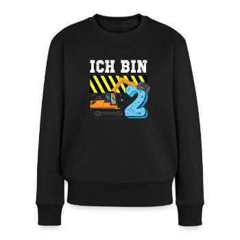 Bagger 2. Geburtstag Junge 2 Jahre Baustelle - Frauen Premium Bio Pullover - Schwarz - Vorne - Julia (174cm)