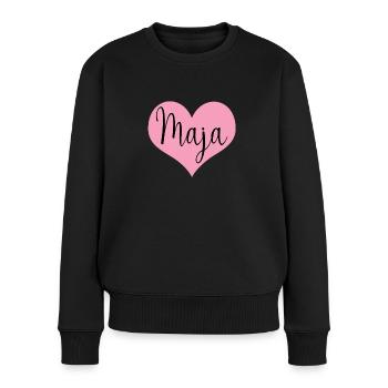 Maja | First name | Surname - Women's Premium Organic Jumper - black - Front - Julia (174cm)